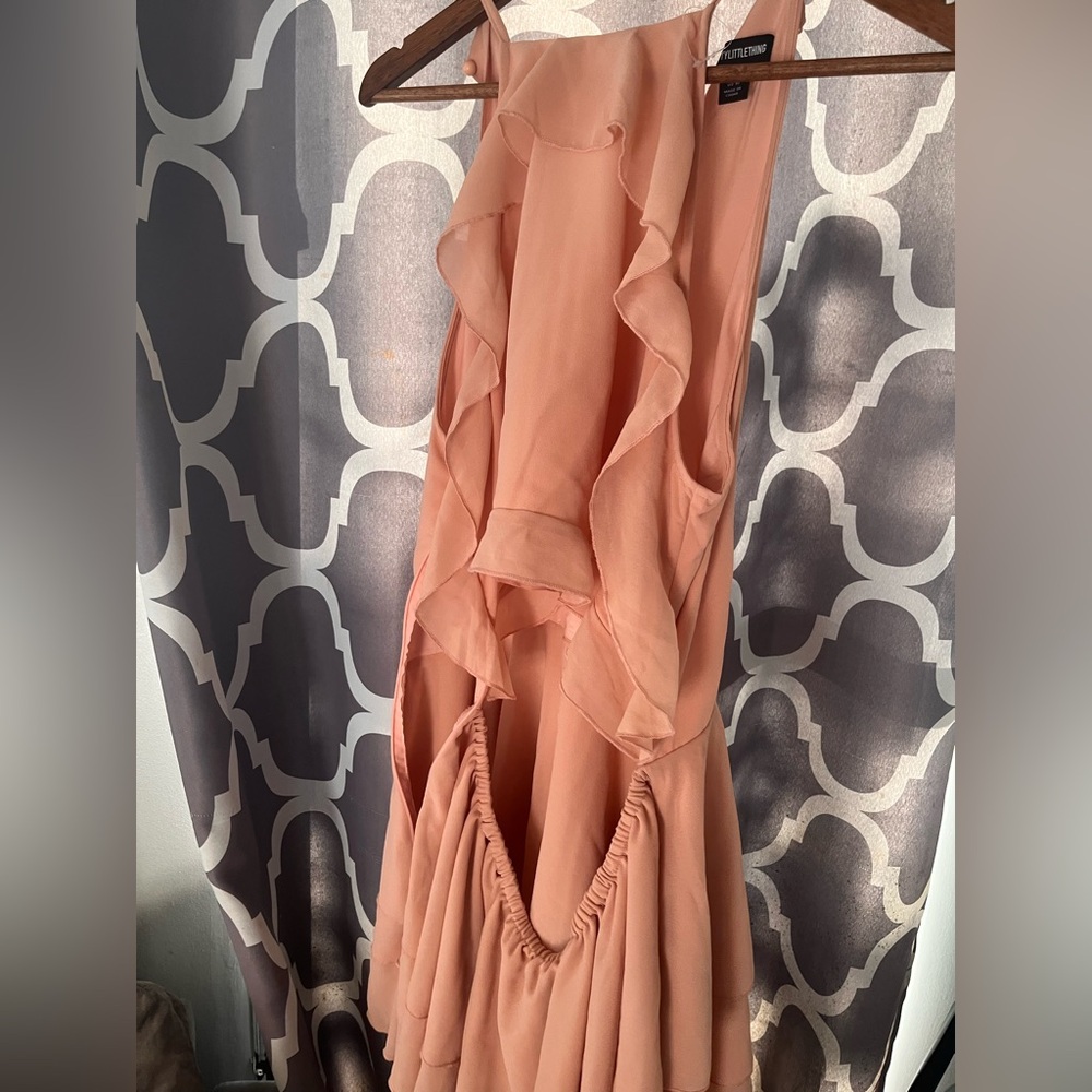 Pink Ruffled Halter Top and Skirt Set - Picture 3 of 6